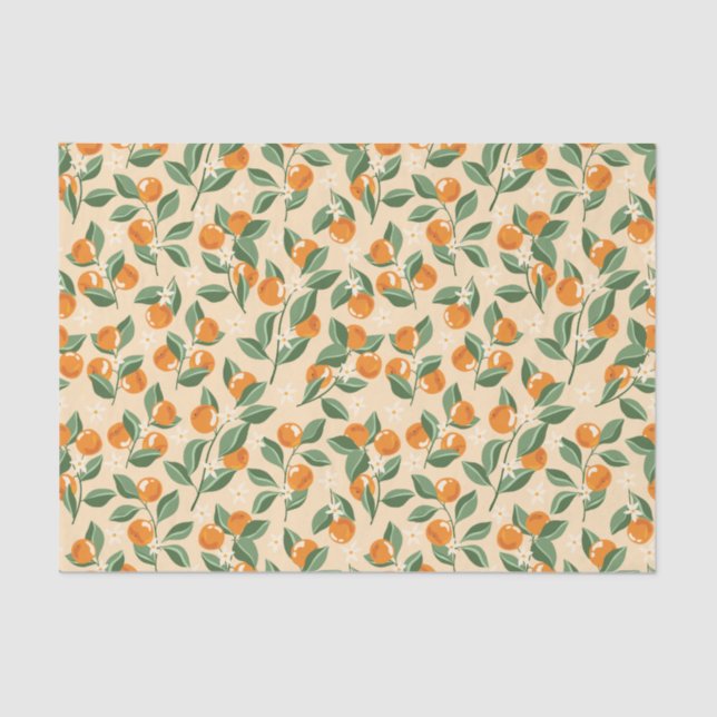 Sommer Vintag Orangen Boho Naturfrucht Seidenpapier (Vorderseite)
