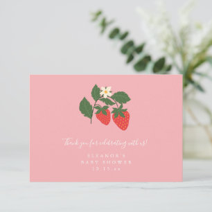 Sommer Vintage Pink Erdbeere Boho Baby Shower Dankeskarte