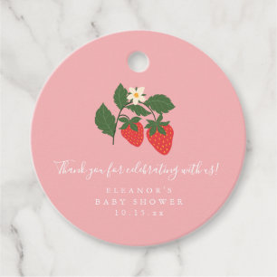 Sommer Vintage Rosa Erdbeere Boho Baby Shower Geschenkanhänger