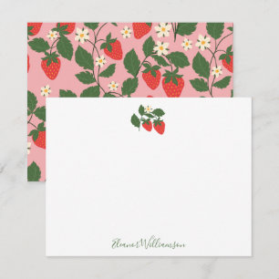 Sommer Vintage Rosa Erdbeere Boho Personalisiert Mitteilungskarte