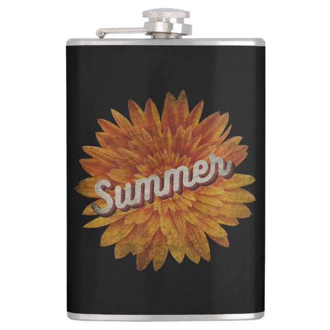 Sommer Vintage Sonnenblume Flachmann (Vorderseite)
