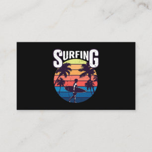 Sommer Vintage Surf Surfen Surfer Strand Palmen Visitenkarte