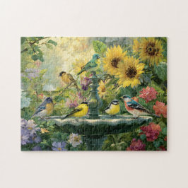 Sommer-Vogelbad-Garten Puzzle