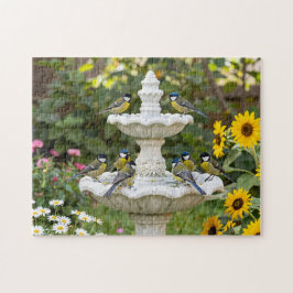 Sommer-Vogelbad-Garten Puzzle