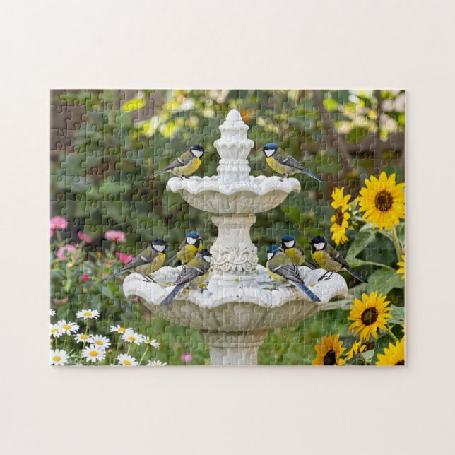 Sommer-Vogelbad-Garten Puzzle (Horizontal)
