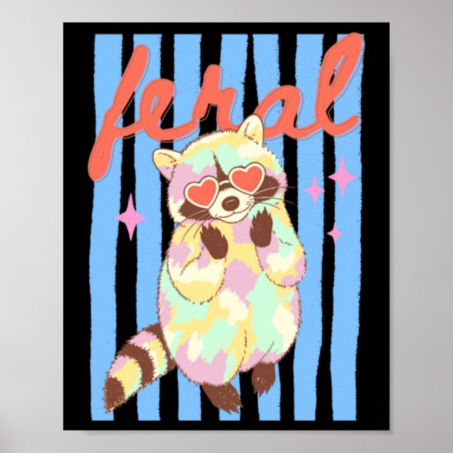 Sommer-Vorbereiteter Wilder Waschbär Pastell E Poster (Vorne)