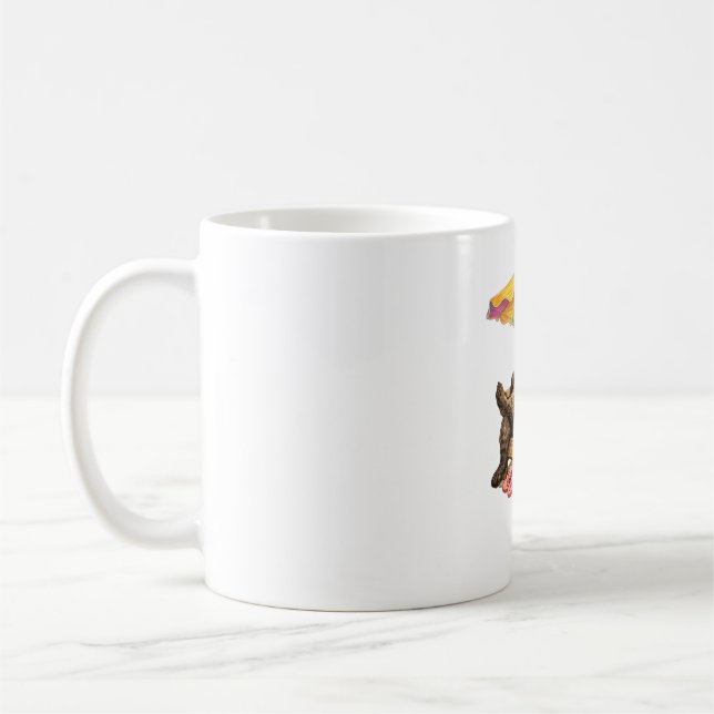 Sommer-Waschbär-Eiskaffee-Strandstuhl-Urlaub  Kaffeetasse (Links)