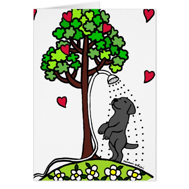 Sommer-Wasser-Spaß-Schwarz-Labrador-Cartoon (Vorne)