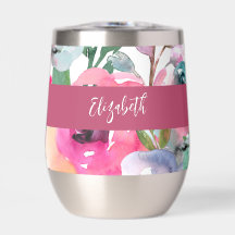 Sommer-Wasserfarbe-Blumen-Monogramm-Name
