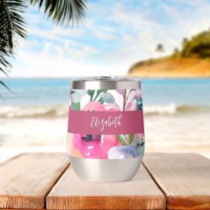 Sommer-Wasserfarbe-Blumen-Monogramm-Name