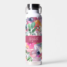 Sommer-Wasserfarbe-Blumen-Monogramm-Name