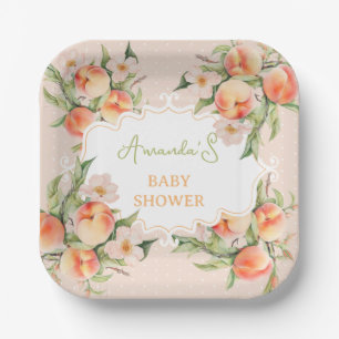 Sommer-Wasserfarbe-Blumen-Pfirsich-Baby-Party Pappteller