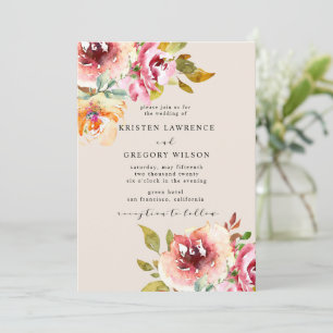 Sommer-Wasserfarben-Blumengarten-Hochzeitseinladun Einladung