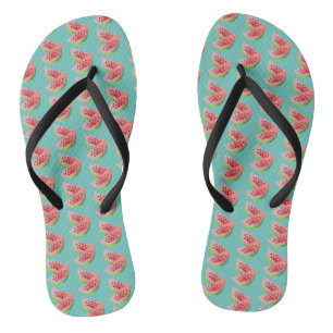 Sommer Wassermelone Aquarell Paar Geschnittenes Ob Flip Flops