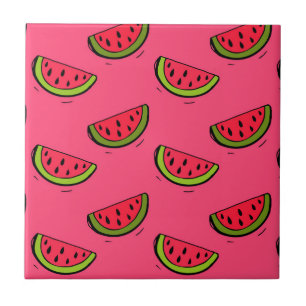 Sommer-Wassermelone auf rosa Muster Fliese