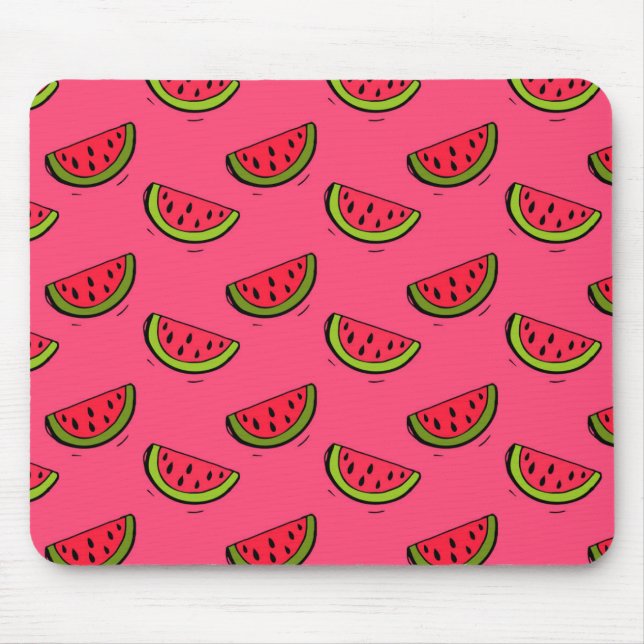 Sommer-Wassermelone auf rosa Muster Mousepad (Vorne)