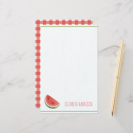 Sommer-Wassermelone und rotes Gingham-Karo Briefpapier