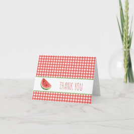 Sommer-Wassermelone und rotes Gingham-Karo Dankeskarte