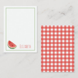 Sommer-Wassermelone und rotes Gingham-Karo Mitteilungskarte