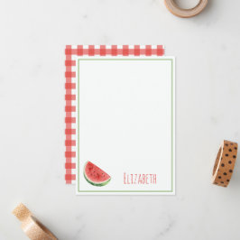 Sommer-Wassermelone und rotes Gingham-Karo Mitteilungskarte