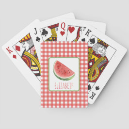 Sommer-Wassermelone und rotes Gingham-Karo Spielkarten