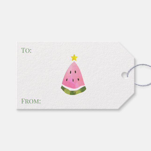 Sommer Wassermelone Weihnachtsbaum Geschenk Geschenkanhänger (Vorderseite (Horizontal))