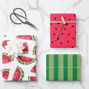 Sommer-Wassermelonen-Fruchtverpackung Set von 3 Geschenkpapier Set