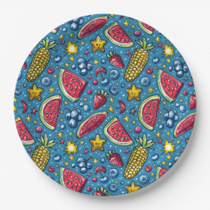 Sommer-Wassermelonen-Mais-und-Frucht-Papierteller Pappteller