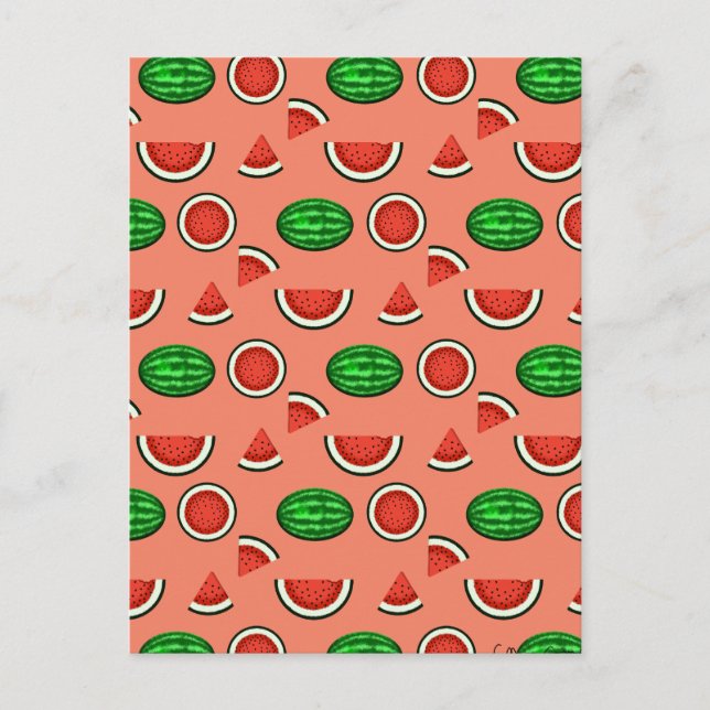 Sommer-Wassermelonen-Muster Postkarte (Vorderseite)