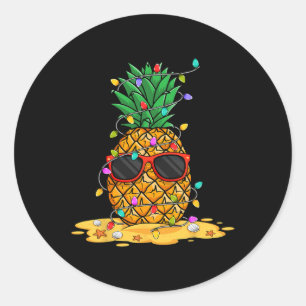 Sommer Weihnachten im Juli Ananas Sungl Santa Hut Runder Aufkleber