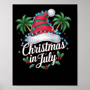 Sommer-Weihnachten-Santa-Hut und Palmen - Trocal W Poster