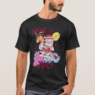 Sommer Weihnachten Weihnachtsmann steht auf Paddel T-Shirt