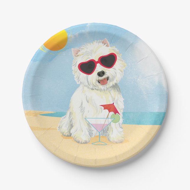 Sommer Westie Pappteller (Vorderseite)