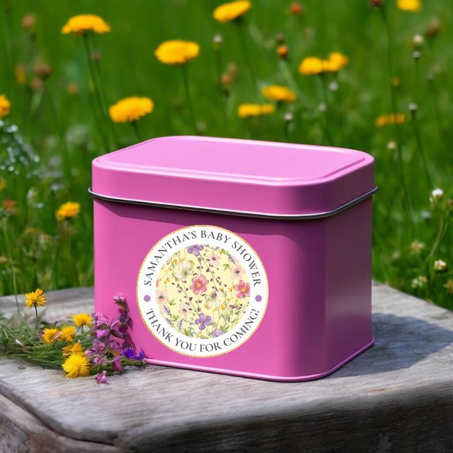 Sommer Wildblume Meadow Baby Shower Classic Runde Runder Aufkleber (Summer Wildflower Meadow Baby Shower Classic Round Classic Round Sticker)