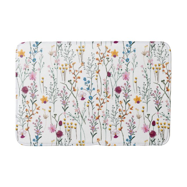 Sommer-Wildblume-Muster Badematte (Vorderseite)