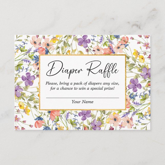 Sommer-Wildblume Wiese Babydusche Windelwanne Raff Begleitkarte (Vorderseite)