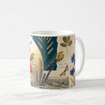 Sommer-Wildblumen-Biene-Botanischer-Collage-Becher