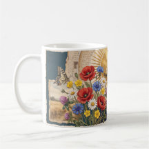 Sommer-Wildblumen-Biene-Botanischer-Collage-Becher