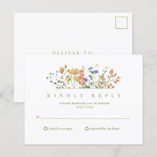 Sommer-Wildblumen-Boho-Hochzeit-RSVP Postkarte