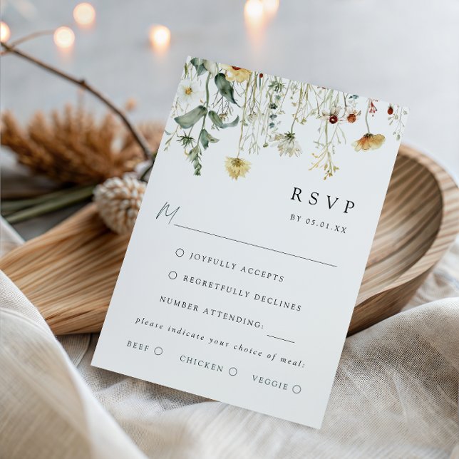 Sommer-Wildblumen-Hochzeitsmenü-Wahl RSVP-Karte RSVP Karte (Von Creator hochgeladen)