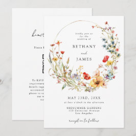 Sommer-Wildblumen-QR-Code-Hochzeit Einladung