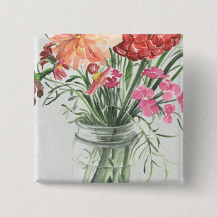 Sommer-Wildblumen - Rosa u. Rottöne Button