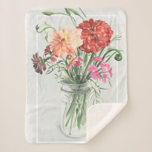 Sommer-Wildblumen - Rosa u. Rottöne Sherpadecke