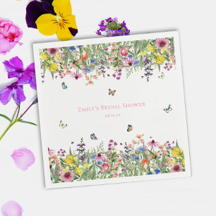 Sommer-Wildblumen & Schmetterlinge Brautparty Serviette