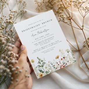 Sommer-Wildblumenfeld-Brautjungfern-Brunch Einladung