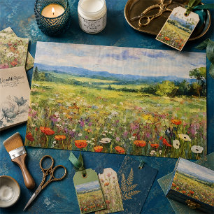 Sommer-Wildblumenfeld-Ölgemälde-Decoupage Seidenpapier