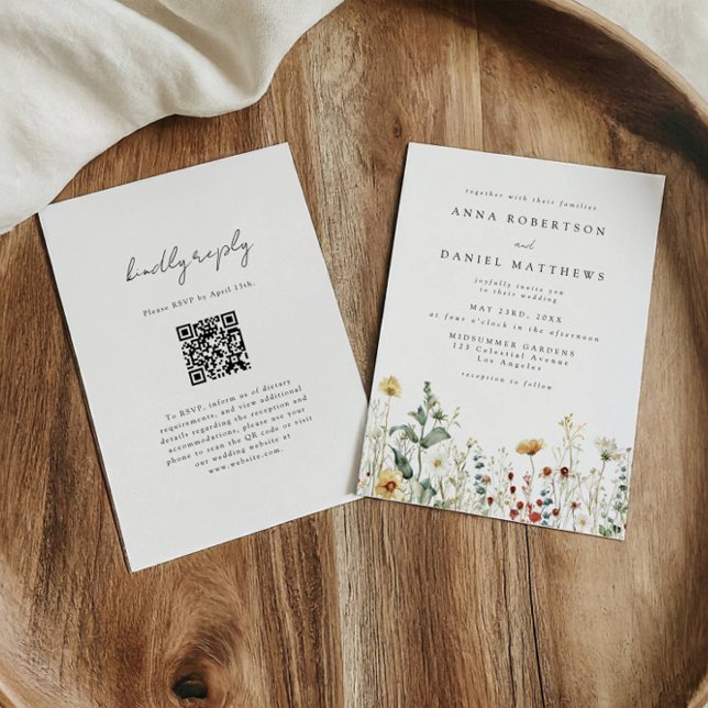 Sommer-Wildblumenfeld-QR-Code-Hochzeitseinladung Einladung (Von Creator hochgeladen)