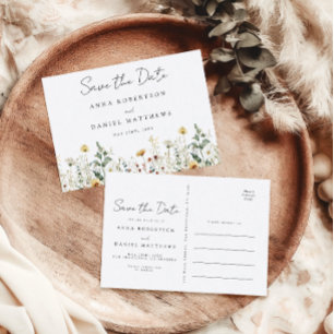 Sommer-Wildblumenfeld Save-the-Date Postkarte