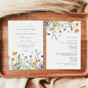 Sommer-Wildblumengarten-Hochzeit Alles-in-Einem Einladung