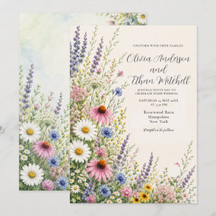 Sommer-Wildblumengarten-Hochzeit Einladung